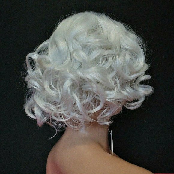 New Short Black & White Ombre Curly Wig